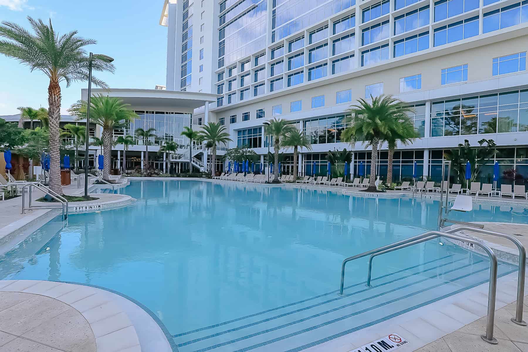 pool with the hotel as a backdrop 