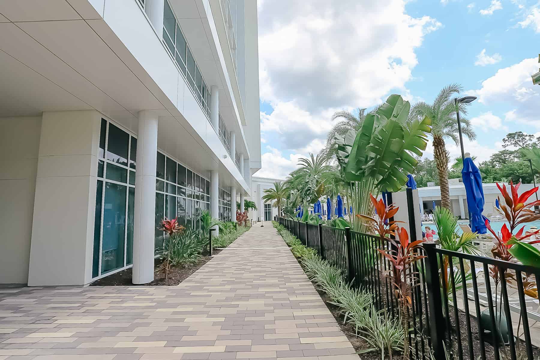 walkway to the pool entrance 