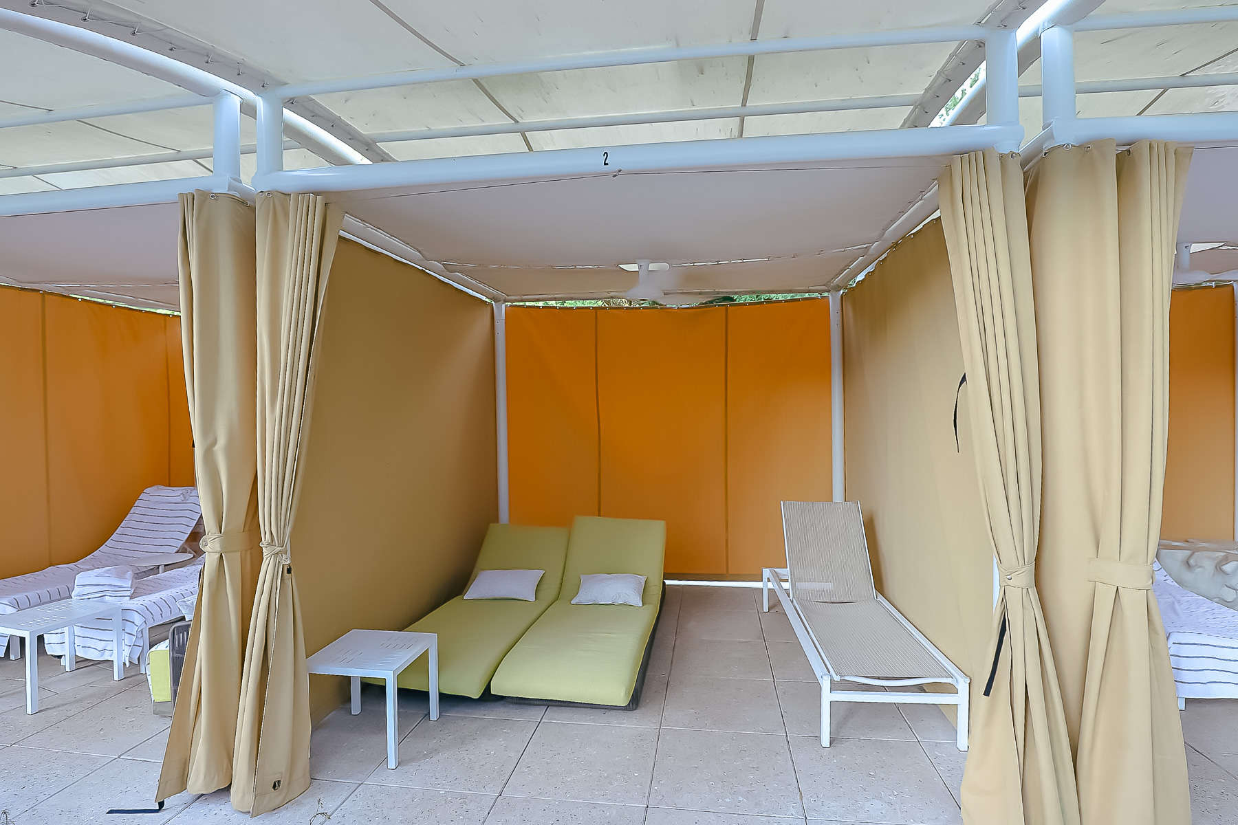 inside the private cabanas 