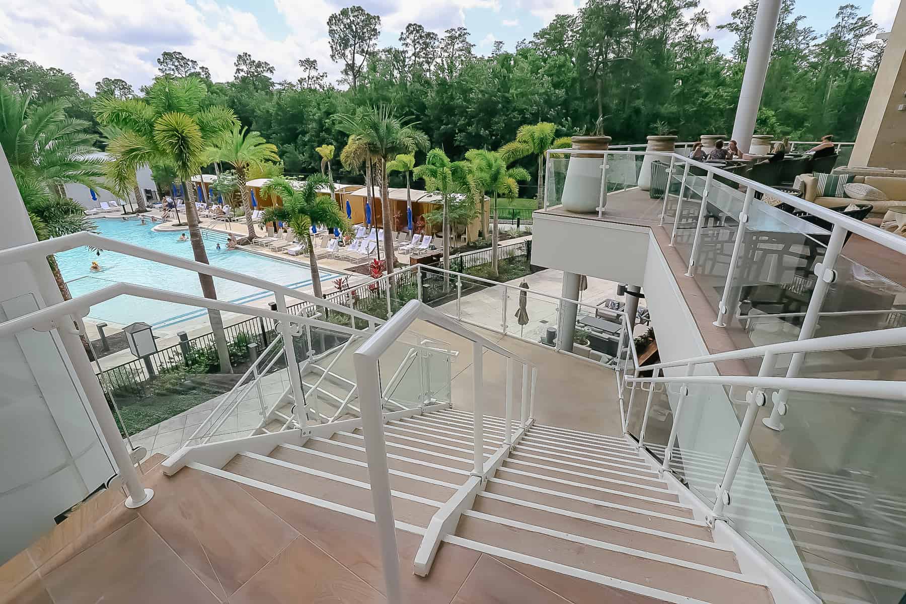 stairs to the pool area 
