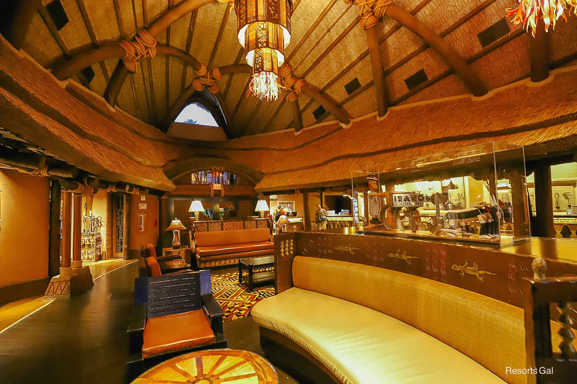 a variety of seating areas in the lobby of Kidani Village 
