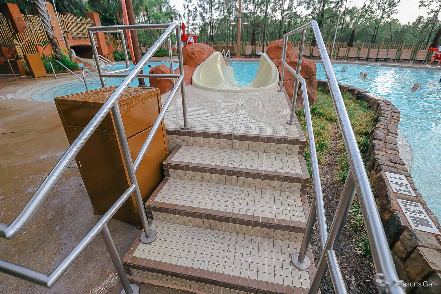 steps leading up to the slide 