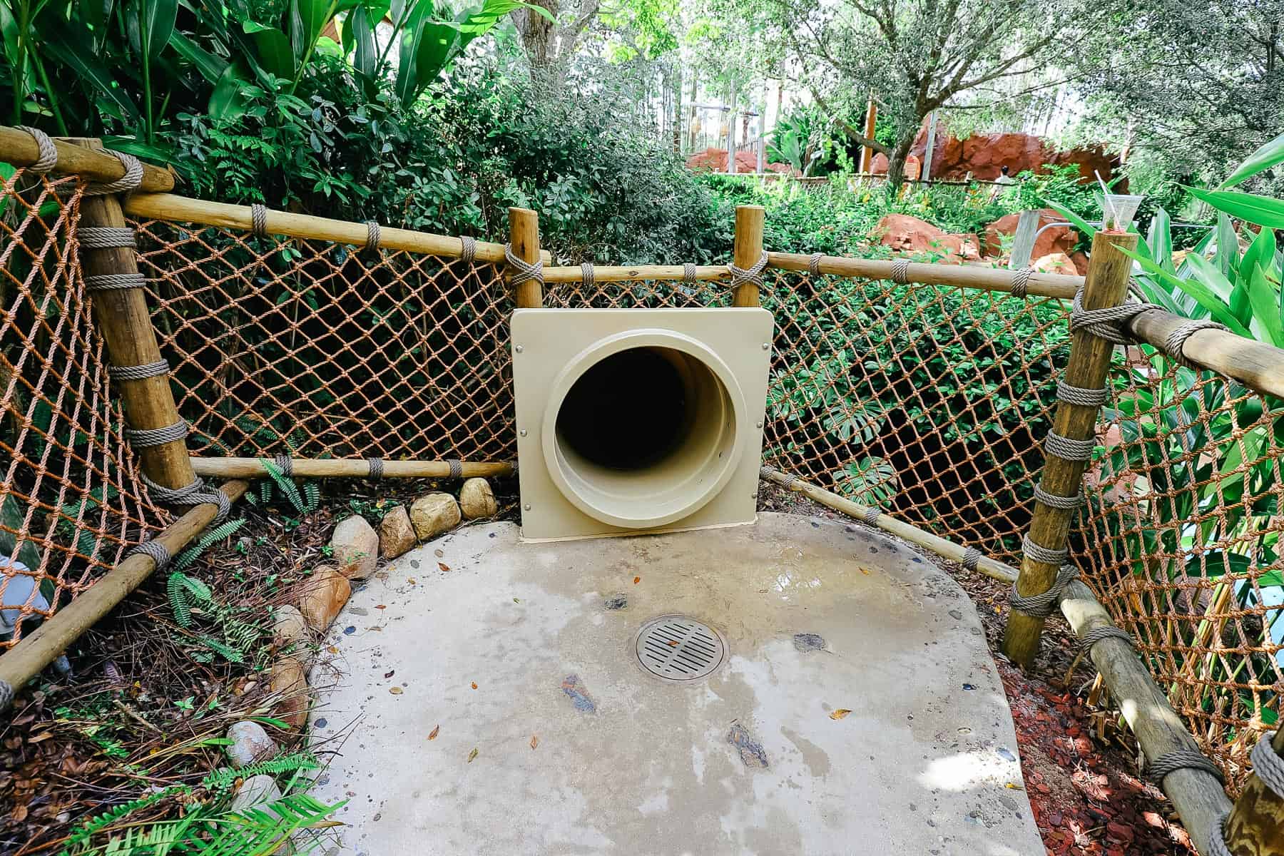 a tunnel slide that ends at Uwanja Camp 