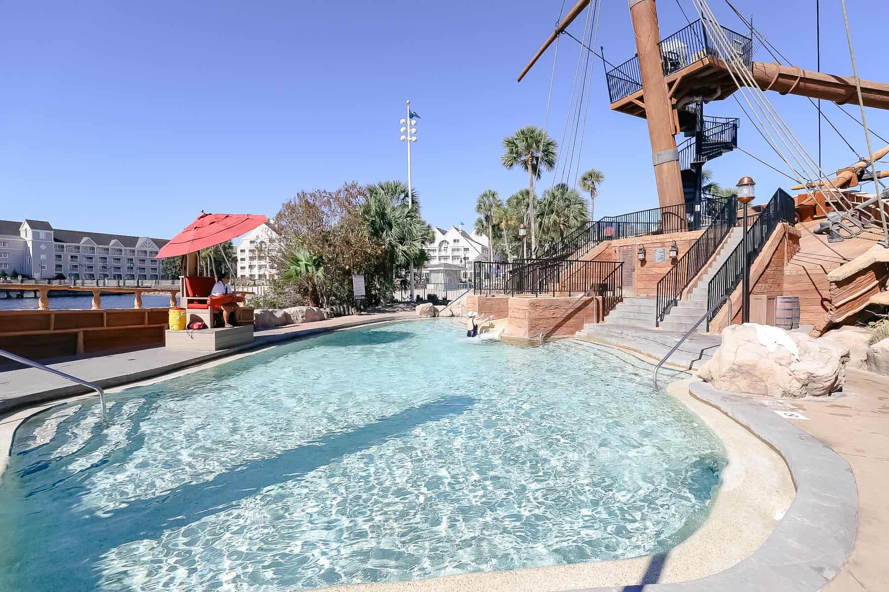 kiddie pool and the Shipwreck water slide