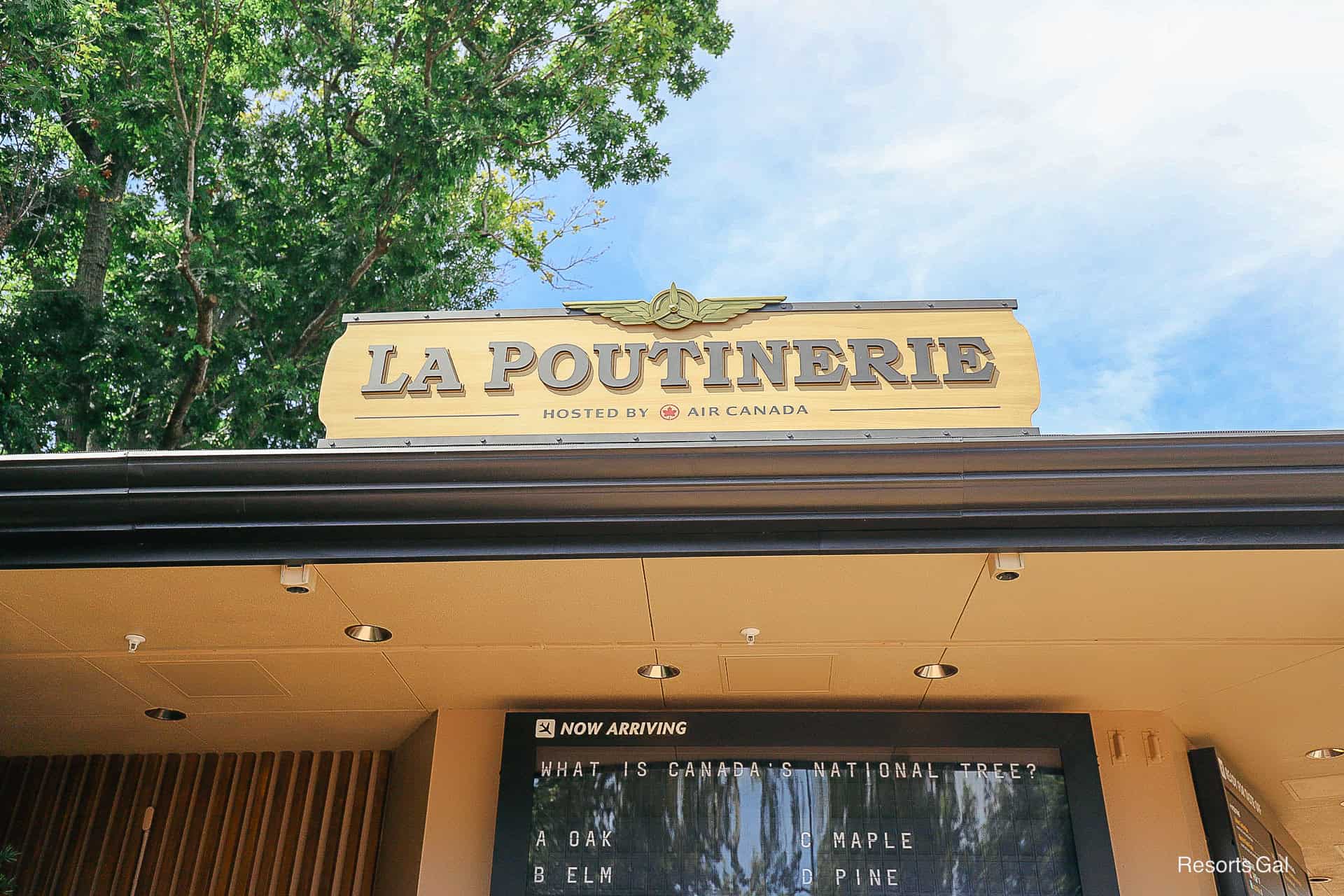 the sign for the quick service La Poutinerie at Epcot