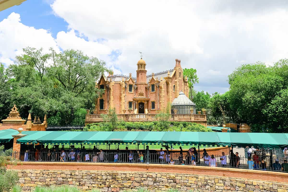 A view of the Haunted Mansion from the Liberty Square Riverboat. 