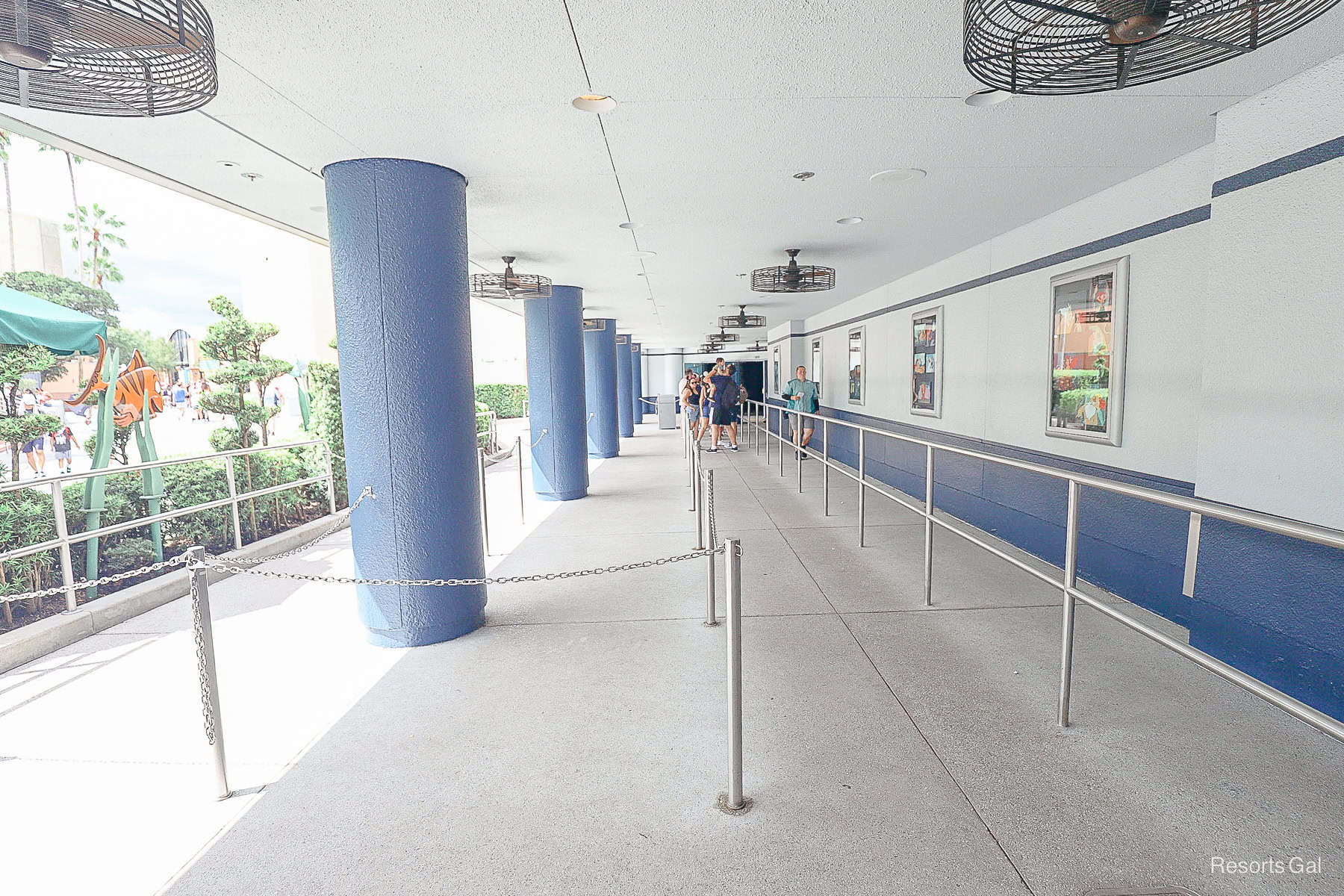 the outdoor portion of the queue for The Little Mermaid A Musical Adventure