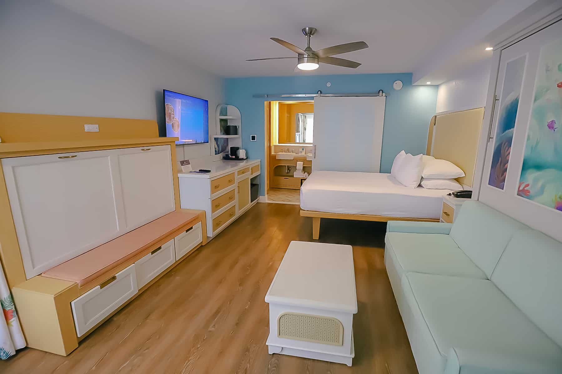 overview of a 'The Little Mermaid Room' at Disney's Caribbean Beach Resort