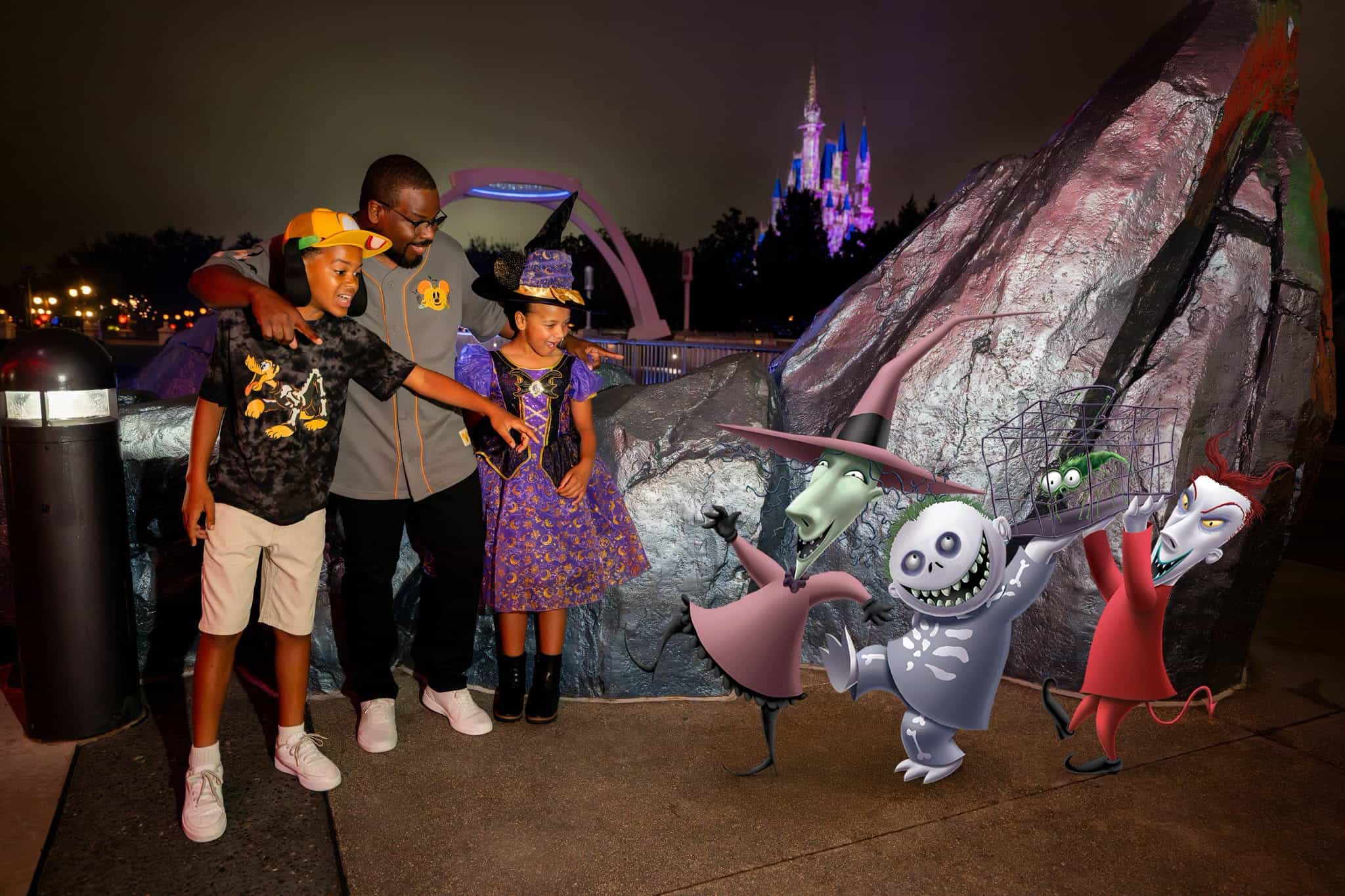 lock, shock and barrel Nightmare Before Christmas Disney PhotoPass Magic Shot at 2026 Mickey's Halloween Party