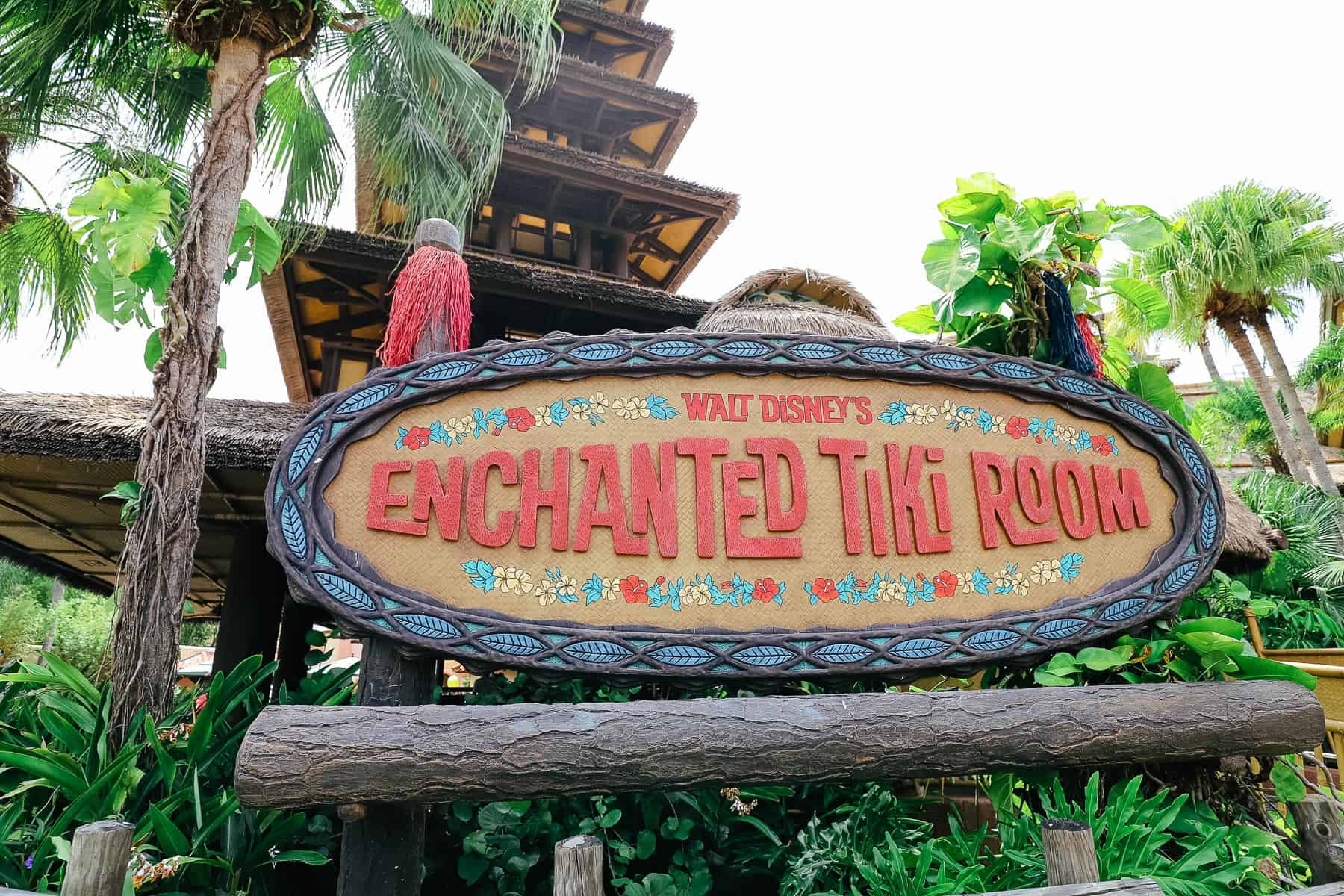 signage for Walt Disney's Enchanted Tiki Room attraction at Magic Kingdom 