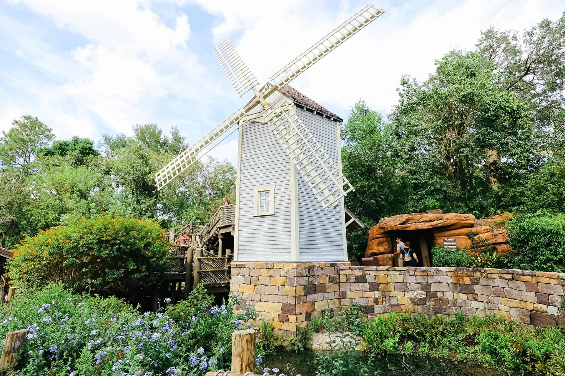 A windmill at the front of the Tom Sawyer Island attraction at Magic Kingdom. 