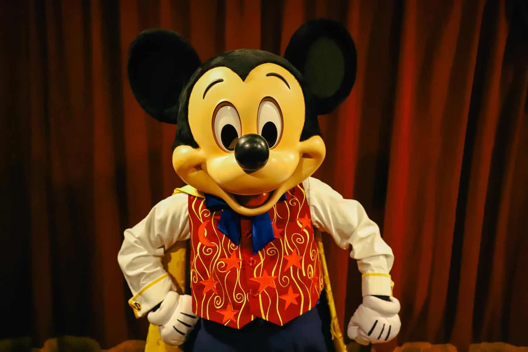 Mickey Mouse wearing his magician outfit. 
