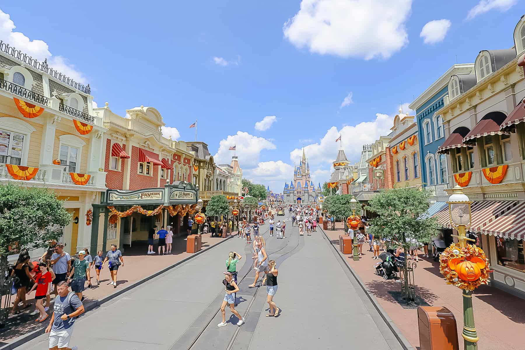 guests enjoying Main Street U.S.A during the Halloween season