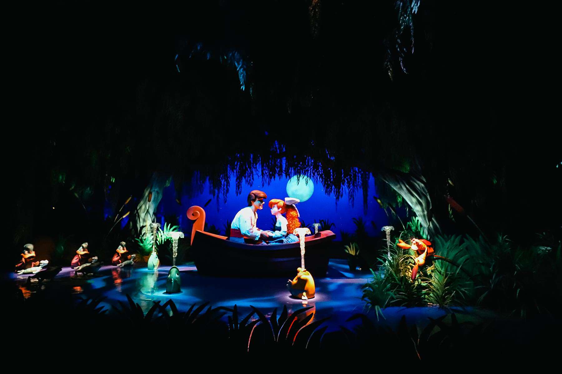 The 'Kiss the Girl' scene during the Journey of the Little Mermaid ride at Magic Kingdom. 