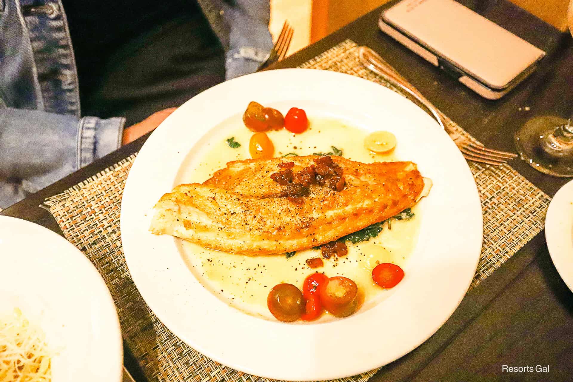 an order of branzino from a Magical Dining menu