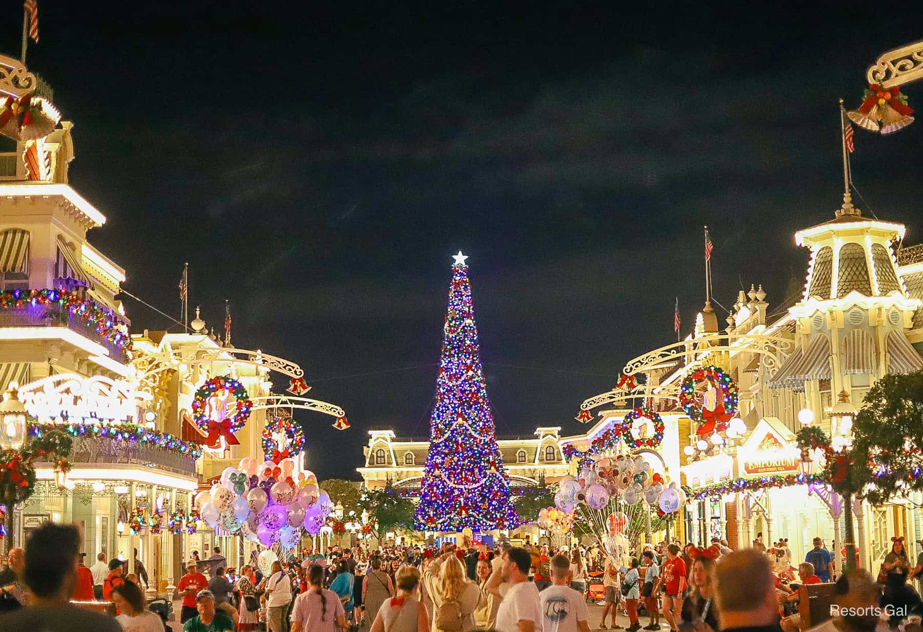 Main Street USA decorated with Christmas