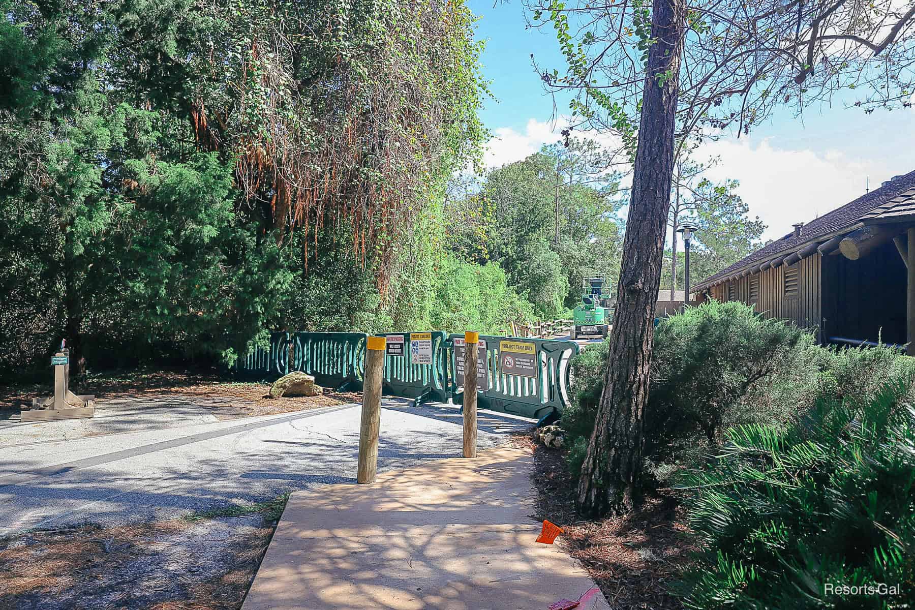a fenced area on the snack shop side of The Meadow blocking guests from accessing it