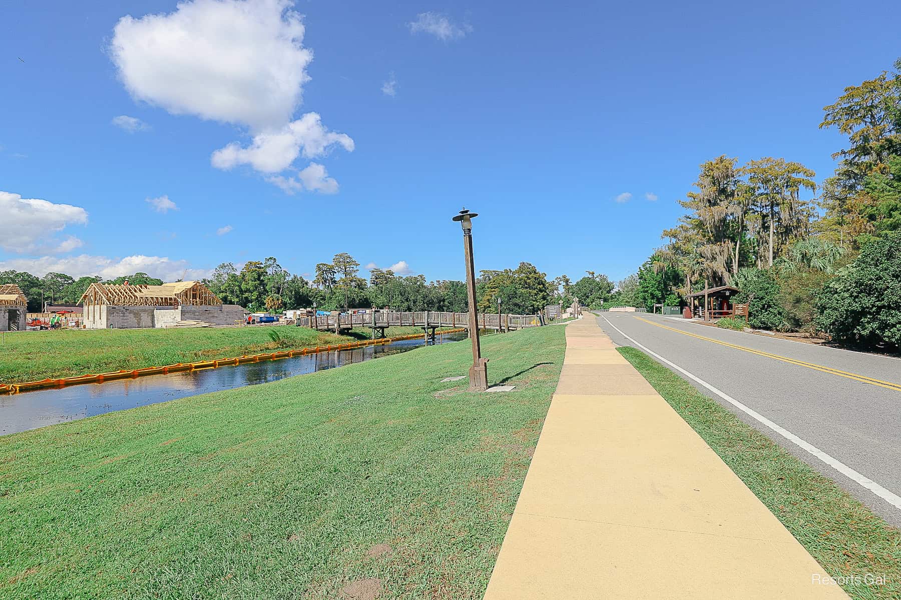 sidewalk along the back of the Meadow Pool
