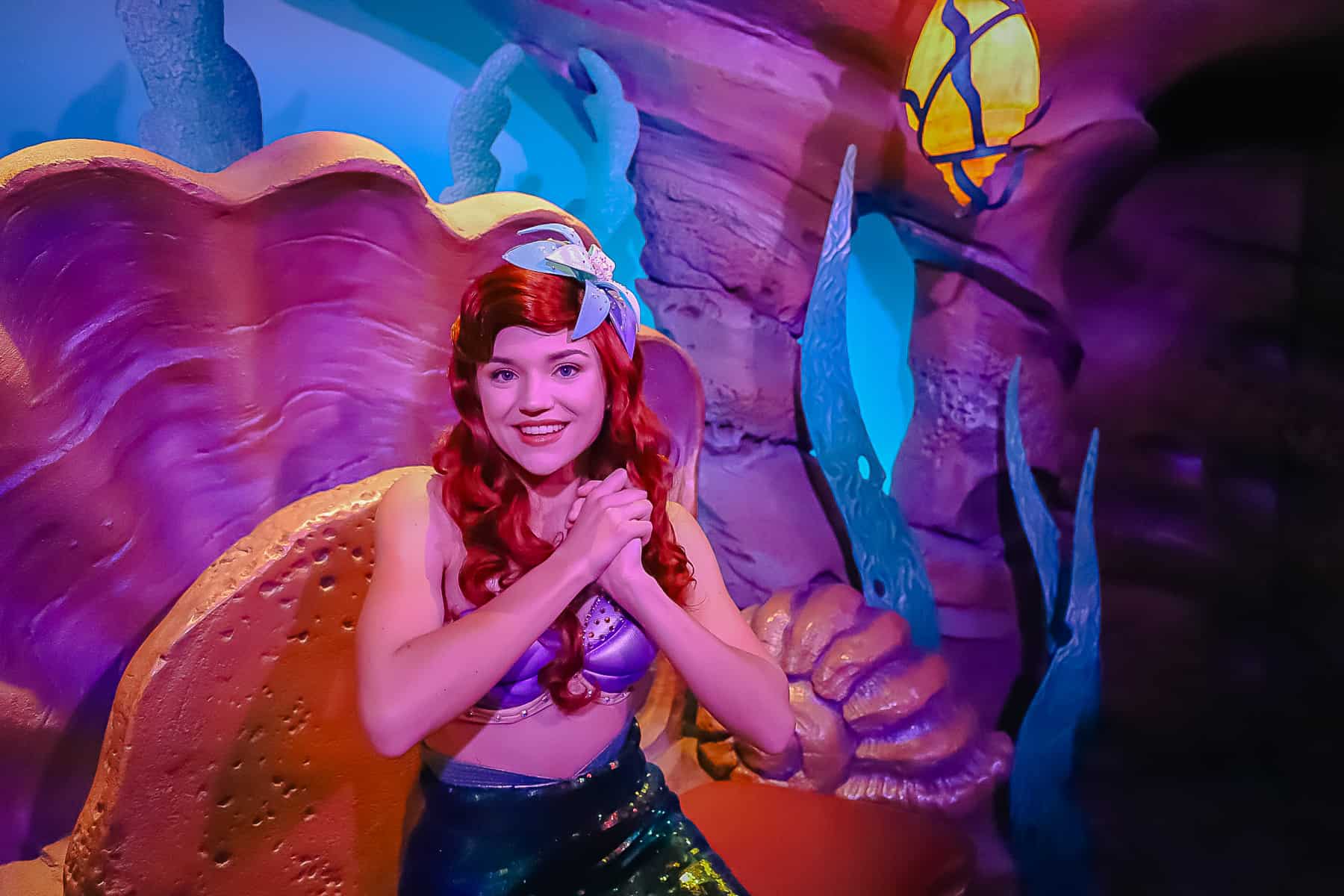 Ariel smiles for the camera at her grotto meet-and-greet. 