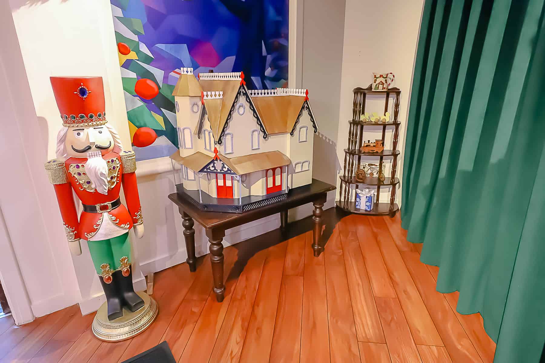 A nutcracker, a dollhouse, and toys