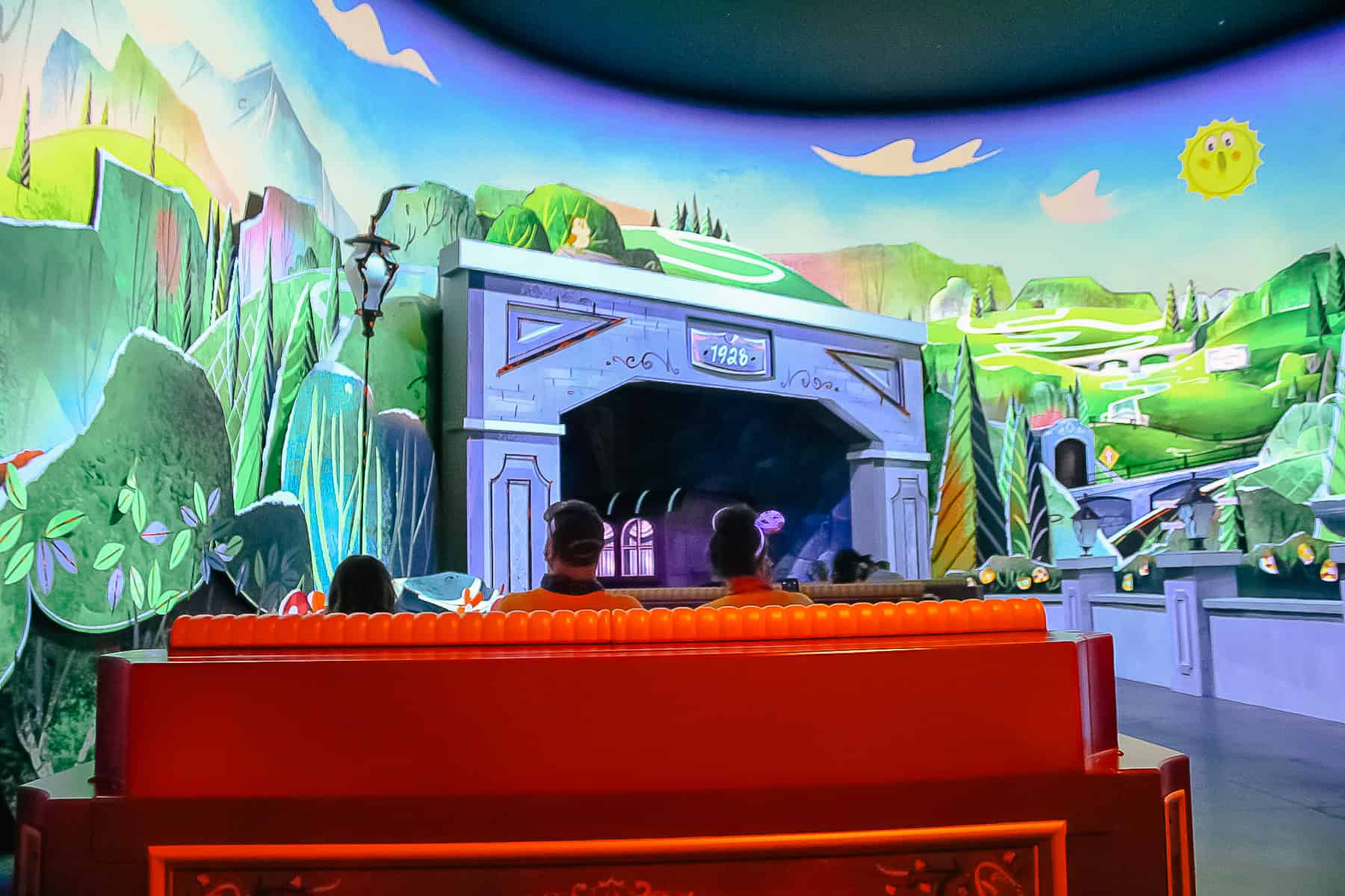first ride scene of Mickey and Minnie's Runaway Railway 