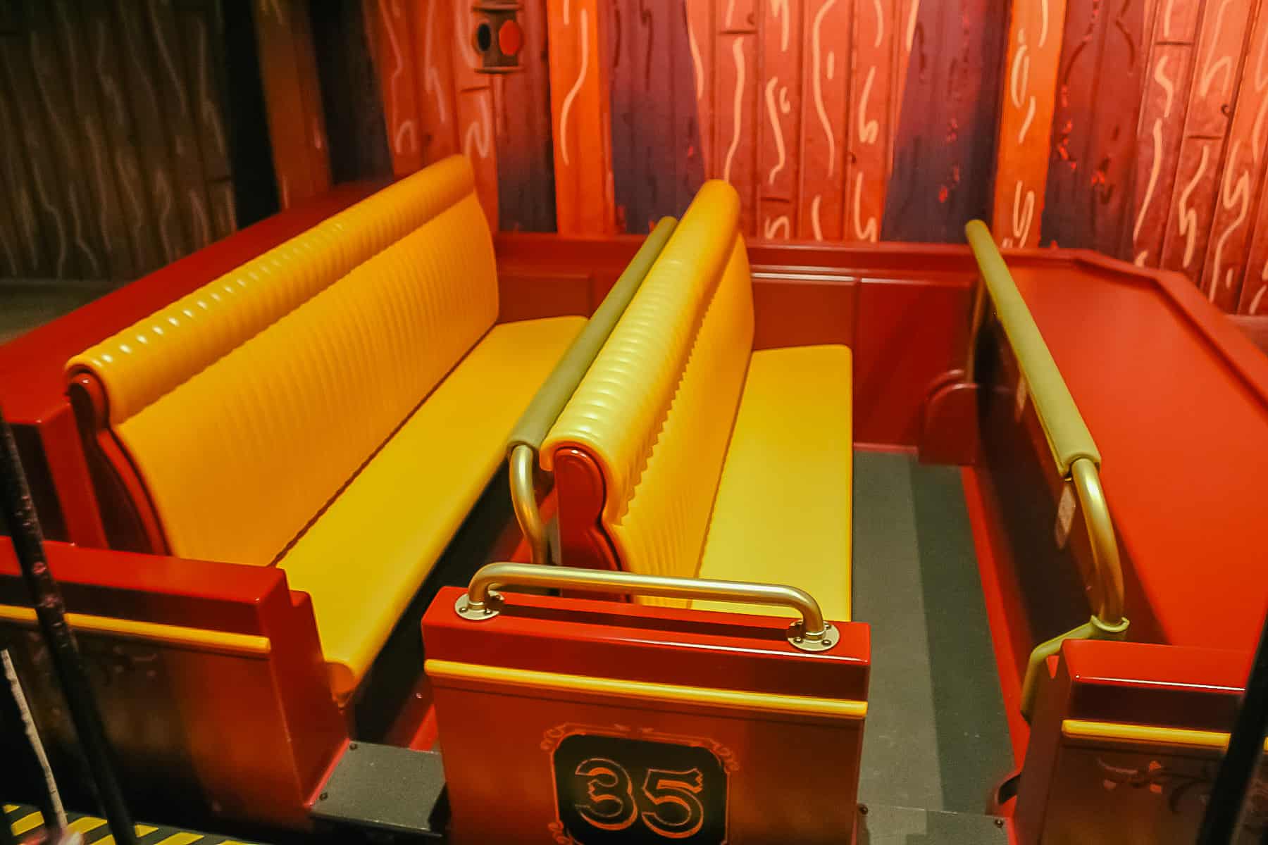 Each ride car has two rows for guests. 