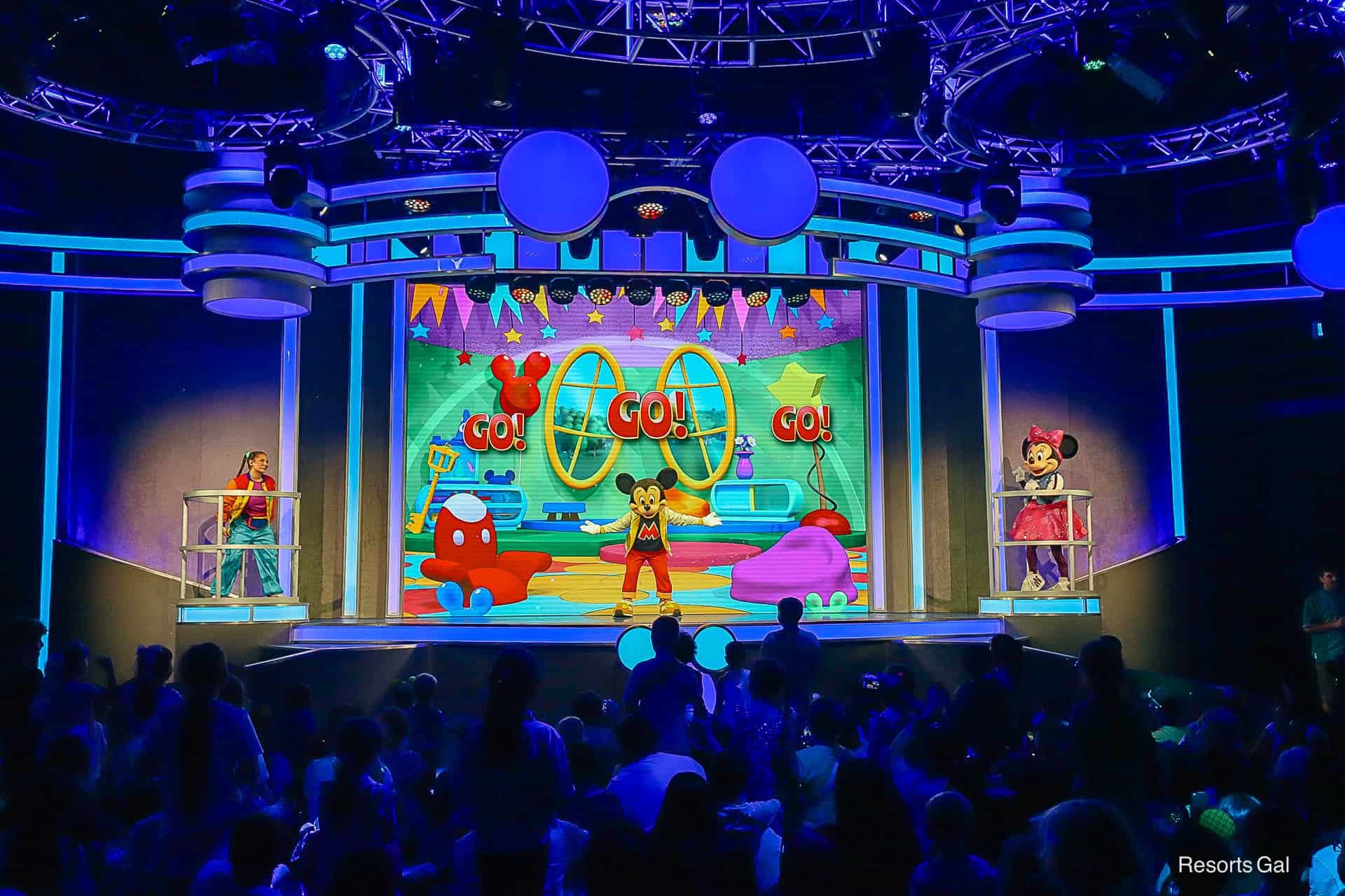 Mickey Mouse and Minnie Mouse on stage at Disney Jr. Mickey Mouse Clubhouse Live! 