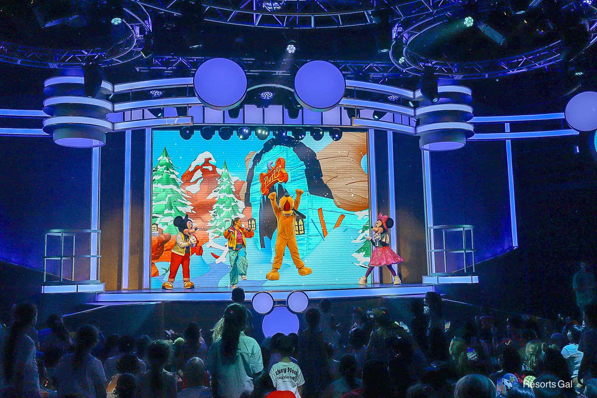 Pluto joins the stage during Mickey Mouse Clubhouse Live! 