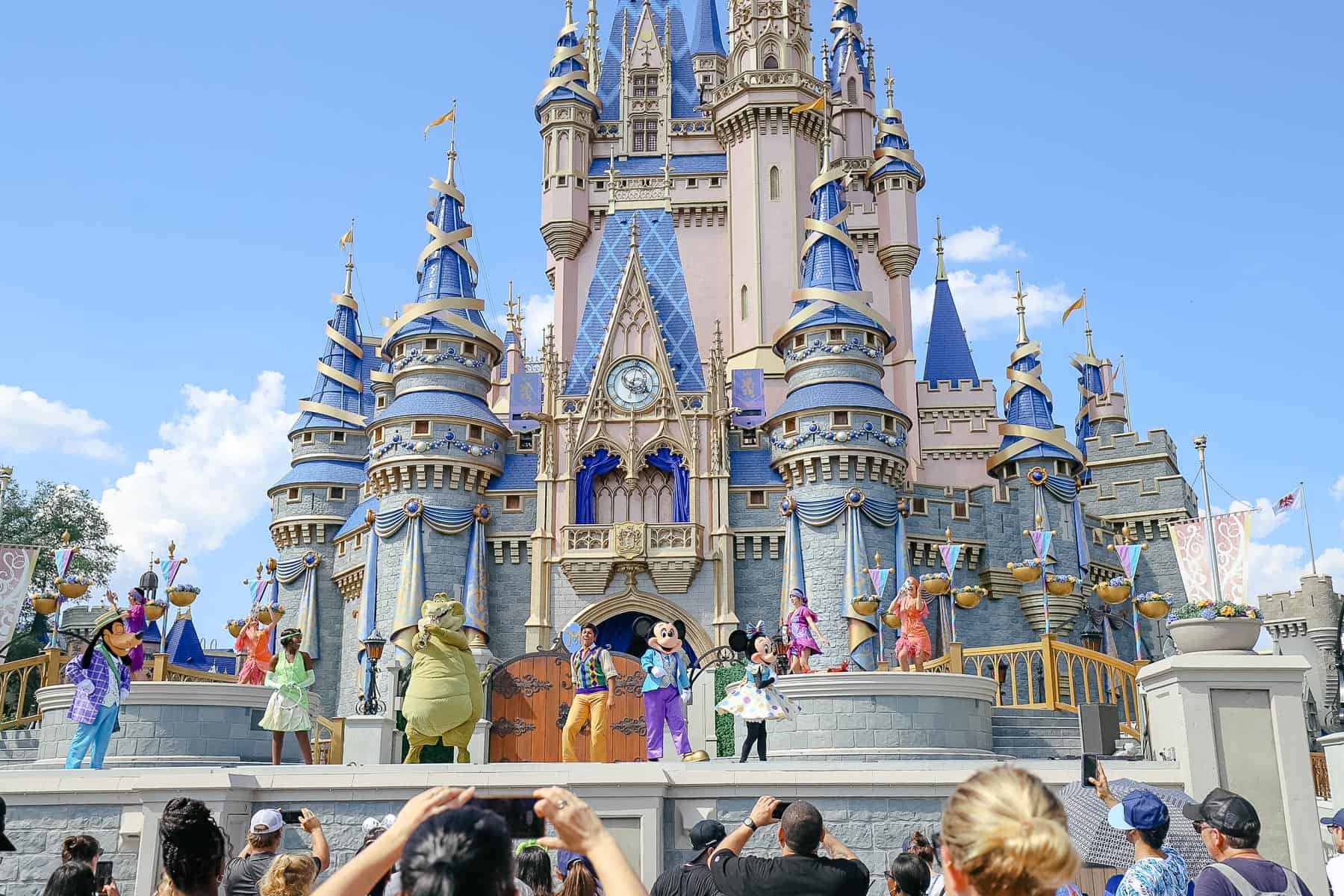 The cast of The Princess and the Frog during Mickey's Magical Friendship Faire. 