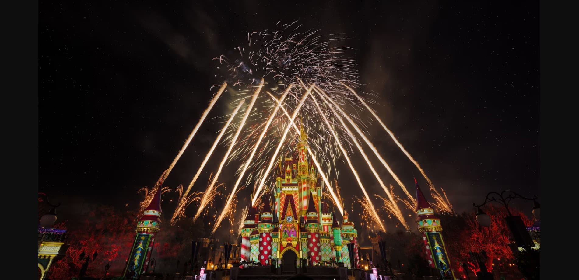 Cinderella Castle with projections and fireworks