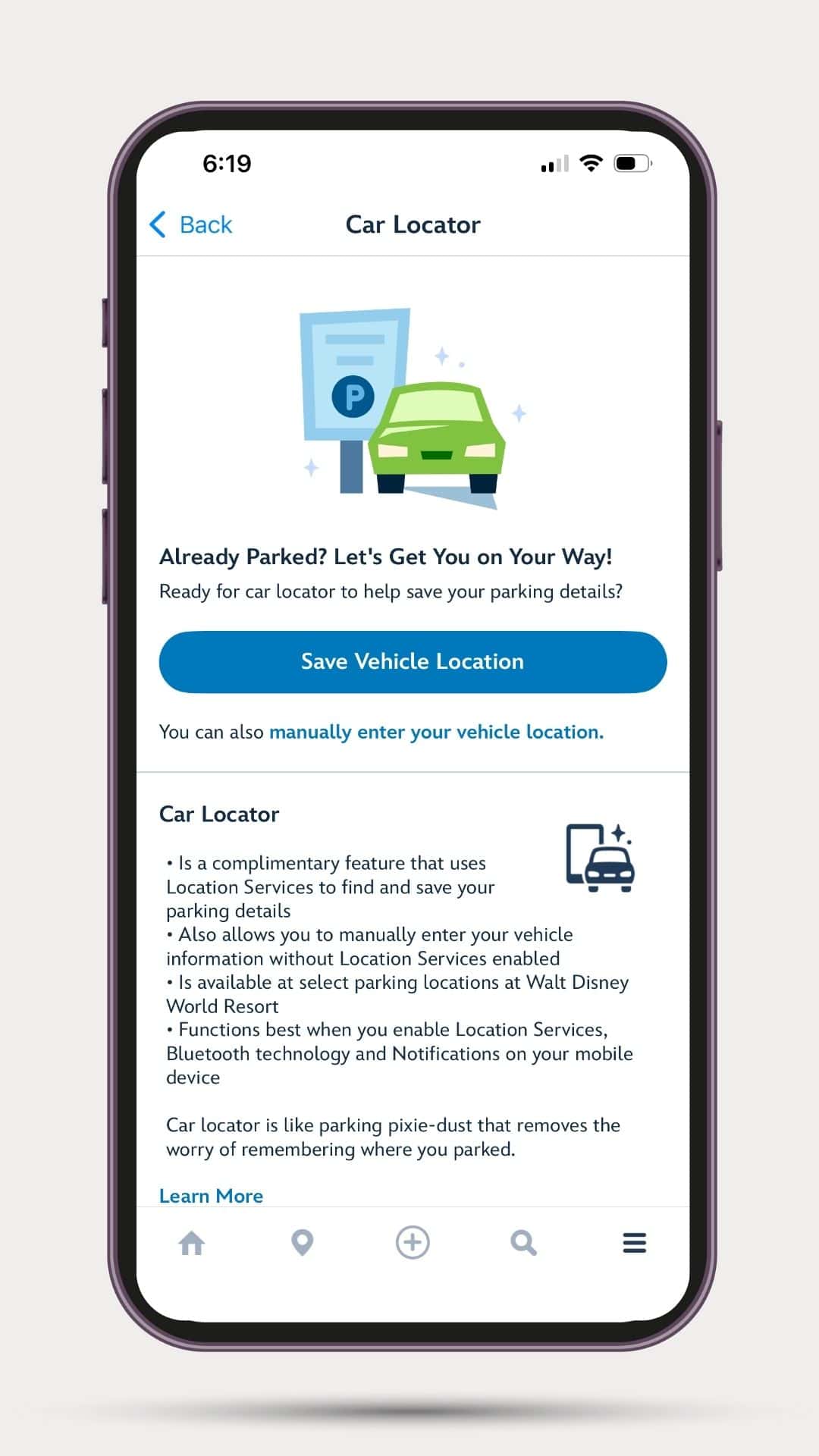 Car Locater tool screenshot that says Save Vehicle Location 