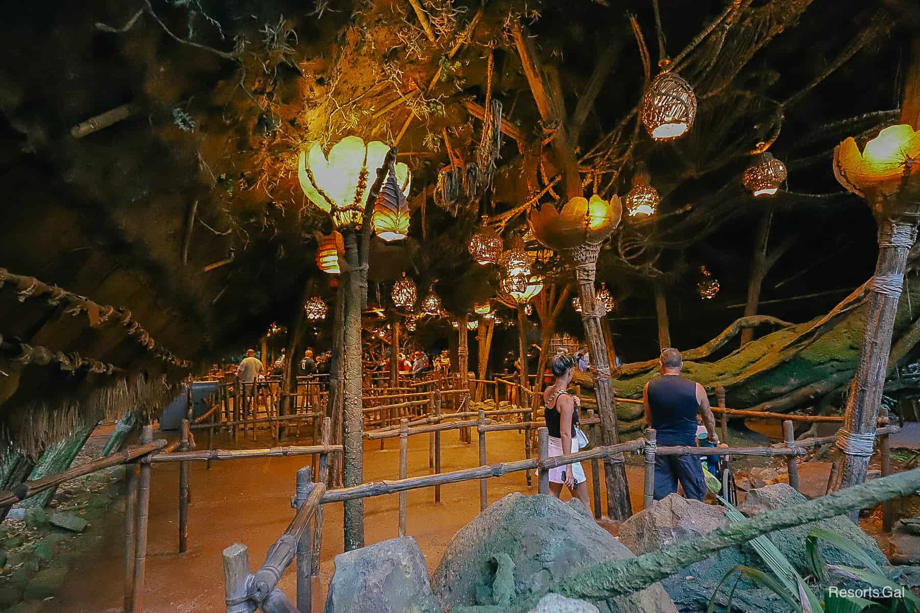 the covered portion of the queue for Na'vi River Journey 