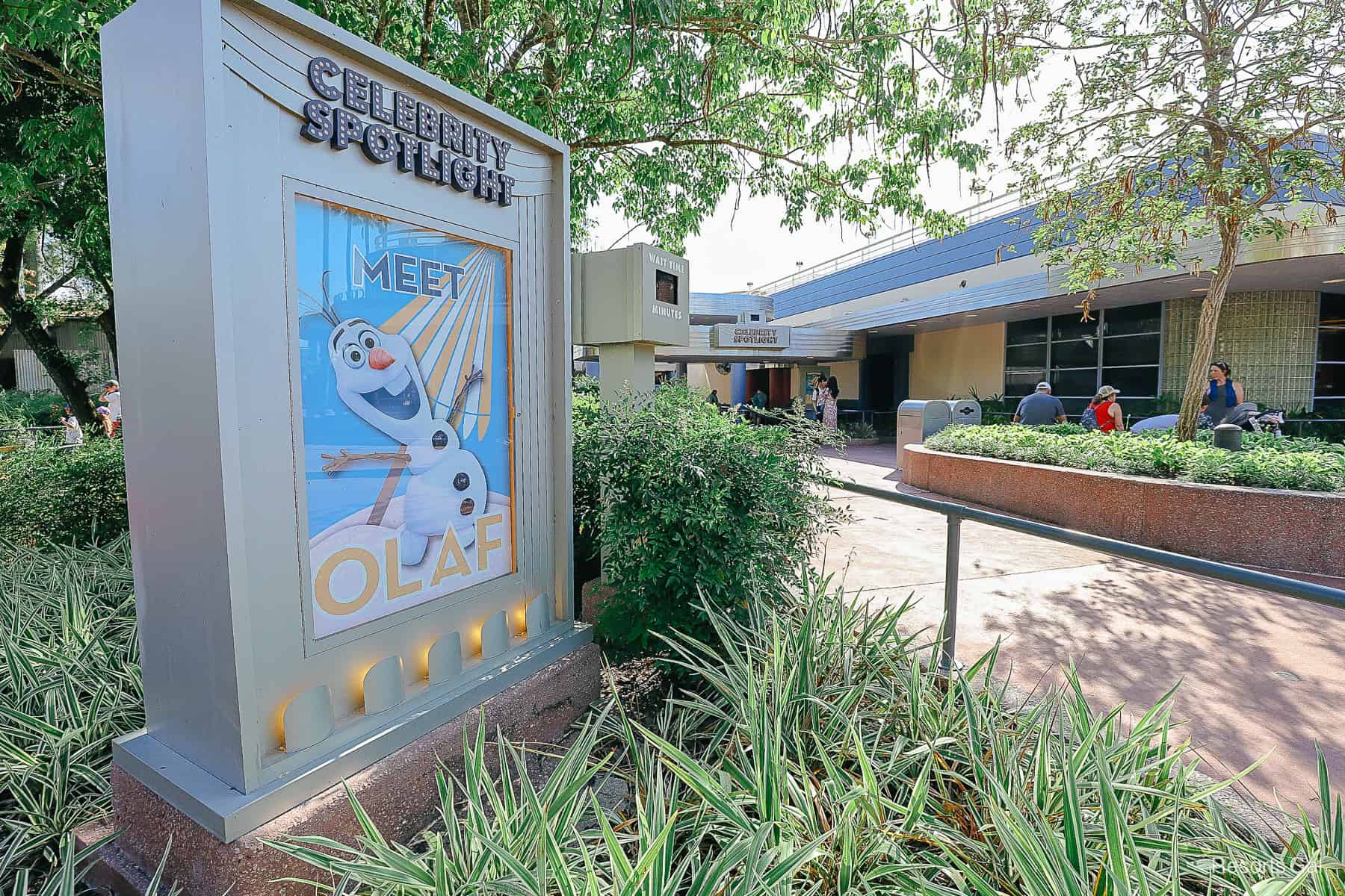 the location sign for Celebrity Spotlight Disney Visa Olaf Character Experience 