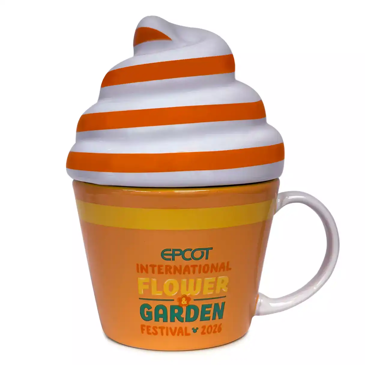 back side of the Orange Bird ice cream mug with 2026 festival logo 