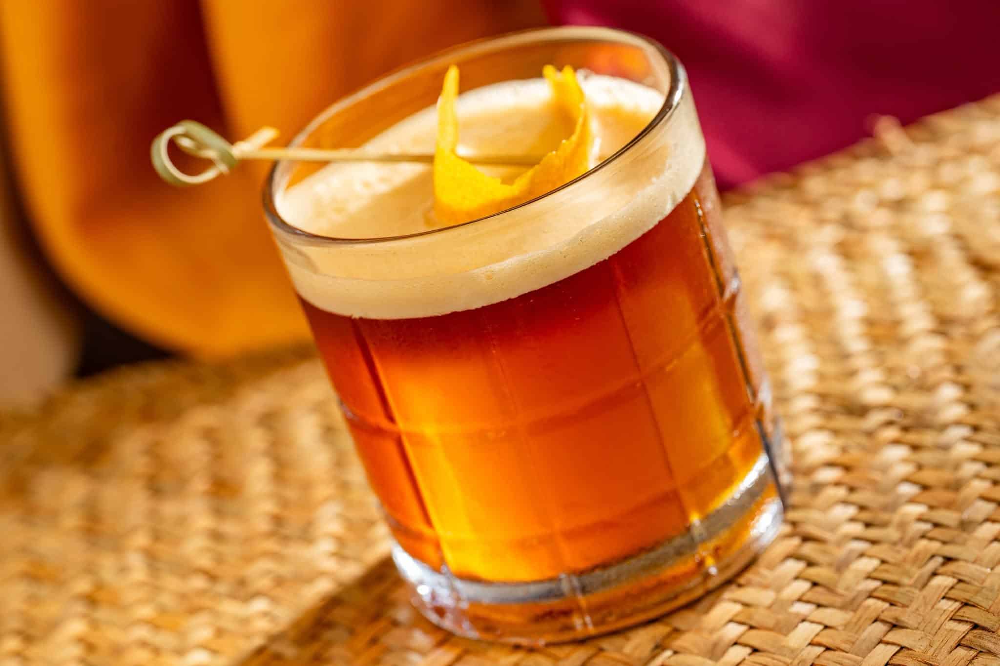 a drink in a lowball glass