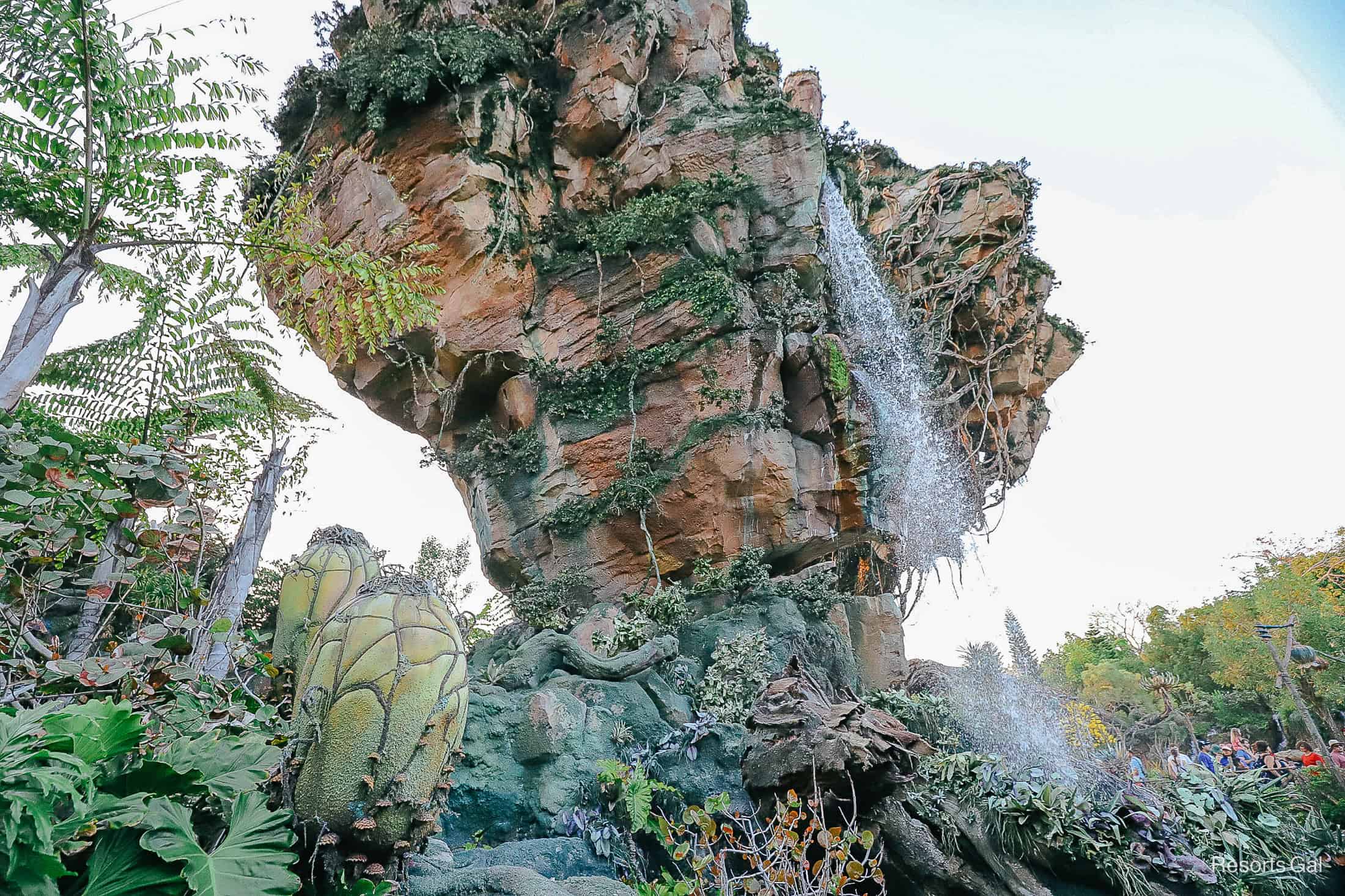 a waterfall running off a floating mountain in Pandora World of Avatar 
