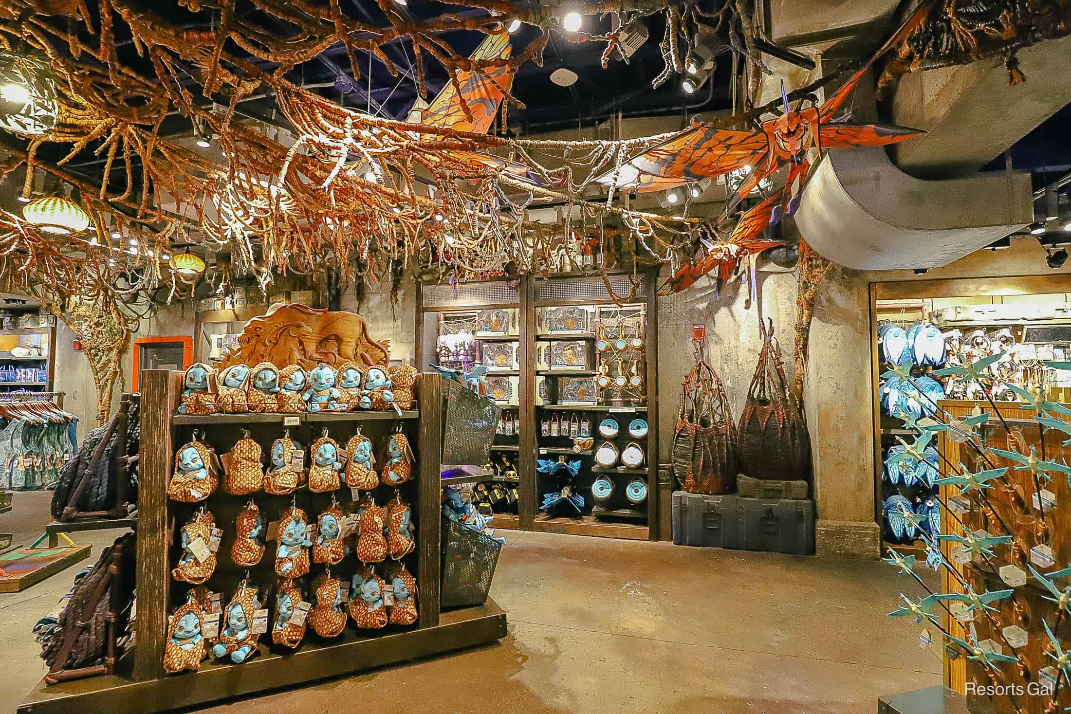 the interior of Wind Traders, the gift shop in Pandora World of Avatar 