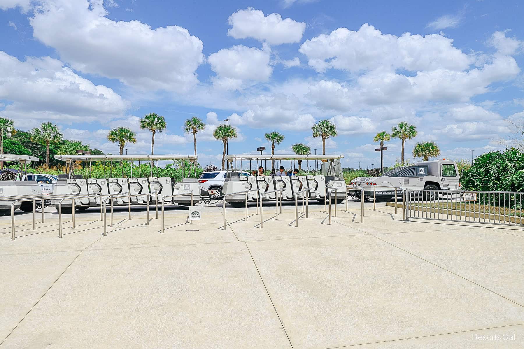 a place to wait for the trams to carry you to the parking lot at Disney World 