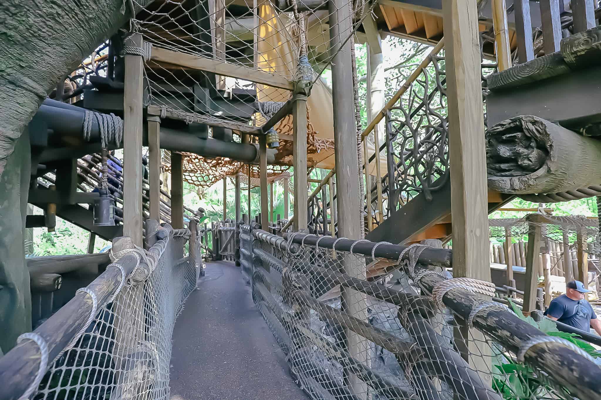 the walkway into the treehouse 