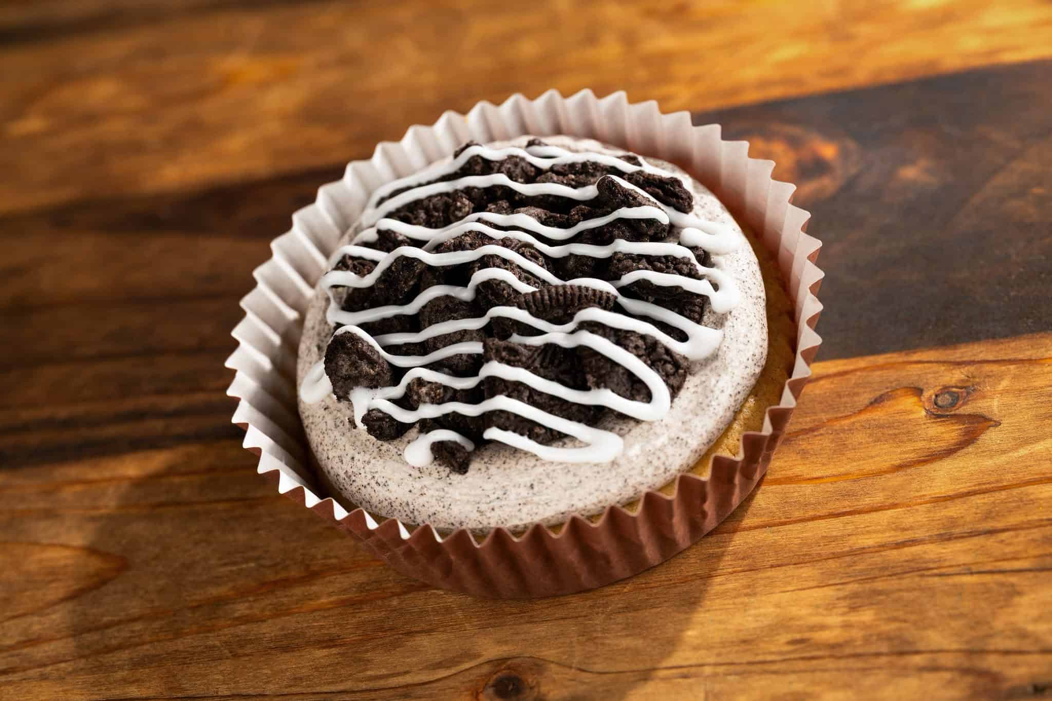 a peanut butter cookie with cookies and cream icing from Sunshine Seasons at Epcot 
