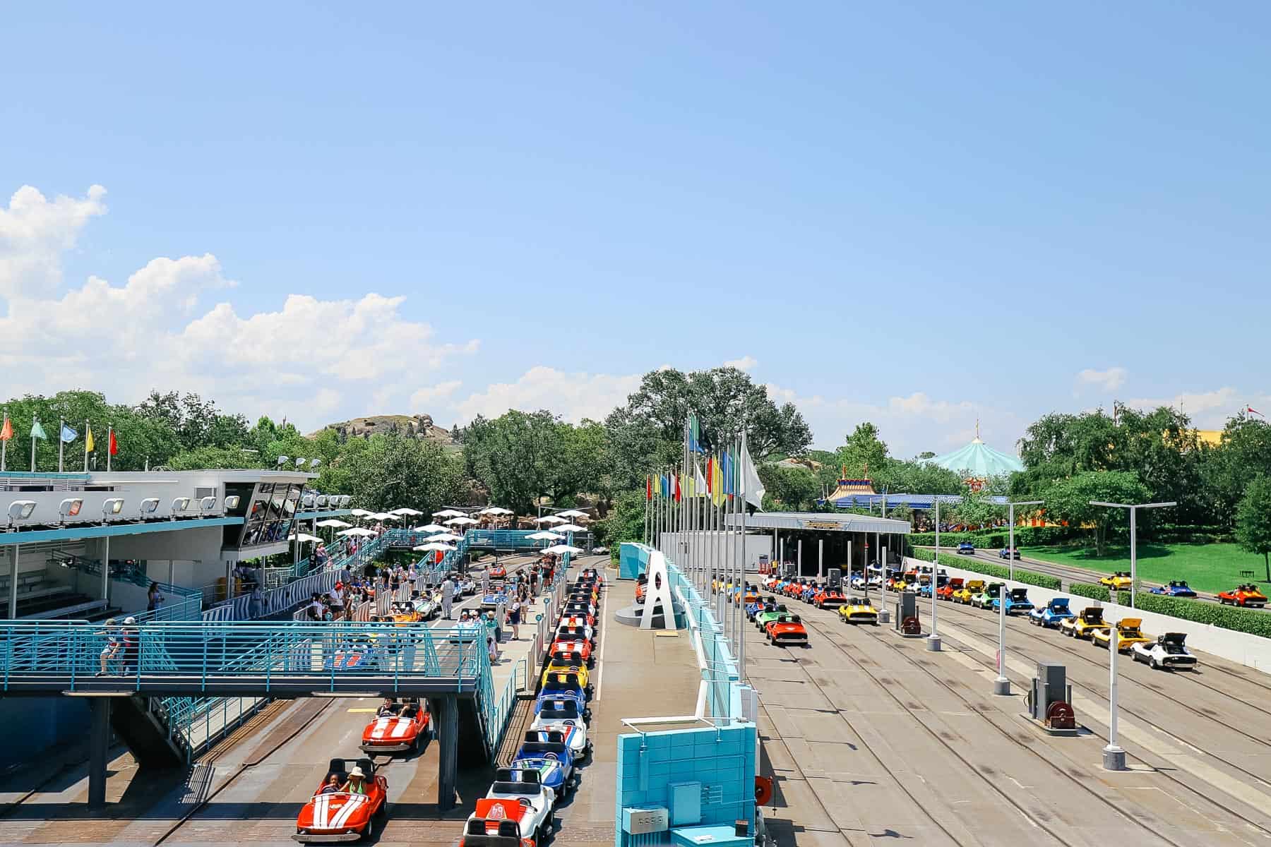 passing the Tomorrowland Speedway from the Peoplemover 