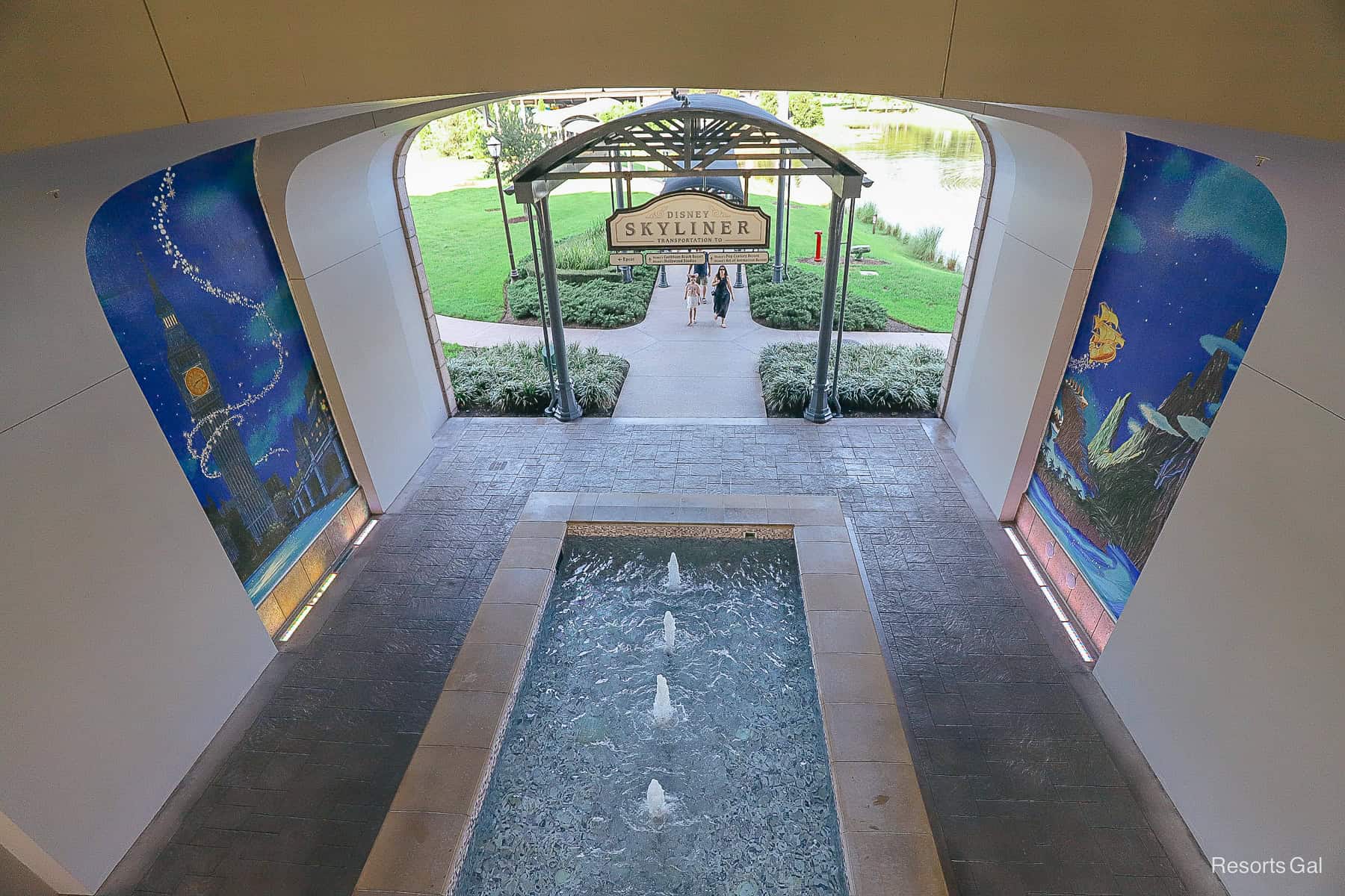 a view of the Peter Pan mural at Disney's Riviera Resort from above 