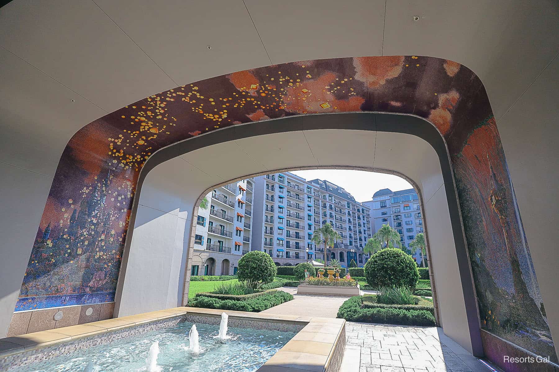 a mosaic mural featuring Tangled 