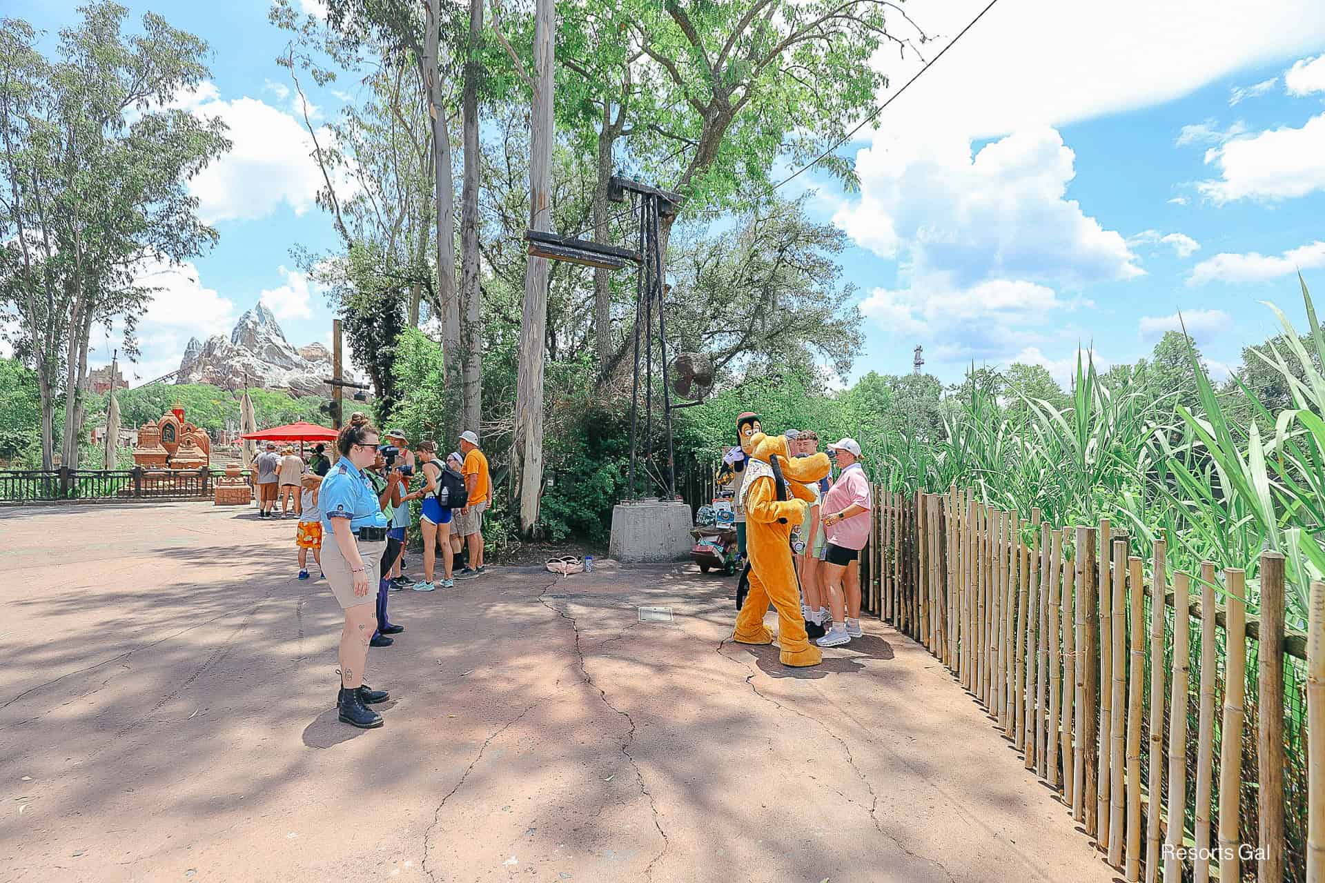 location where guests are waiting to meet Pluto and Goofy in Asia