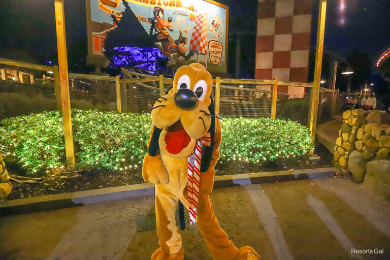 Meet Pluto Near The Barnstormer During Mickey’s Very Merry Christmas Party