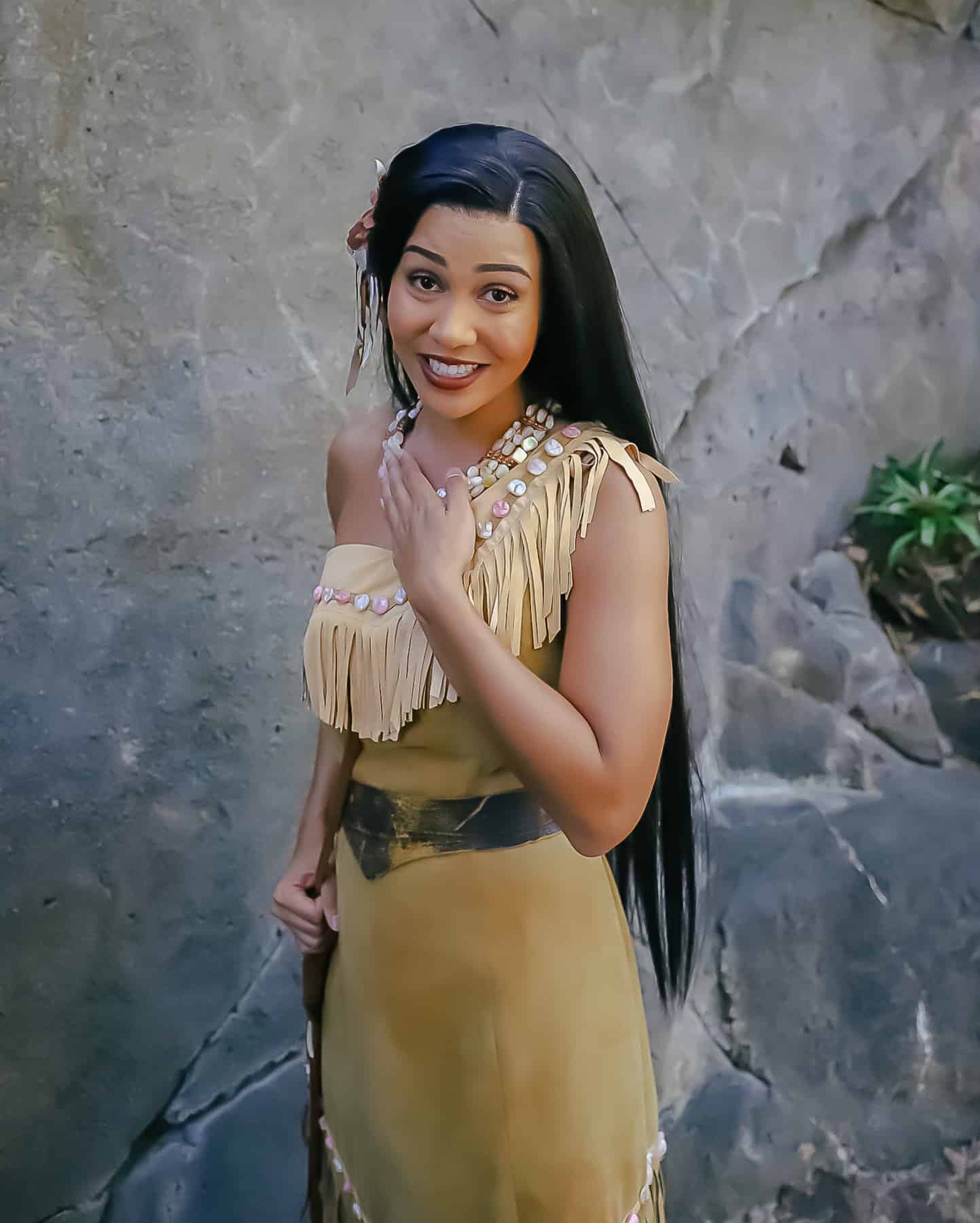 Pocahontas posing for a photo.