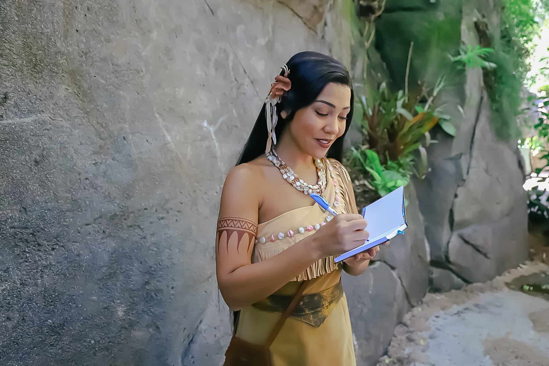 Pocahontas signing her autograph. 