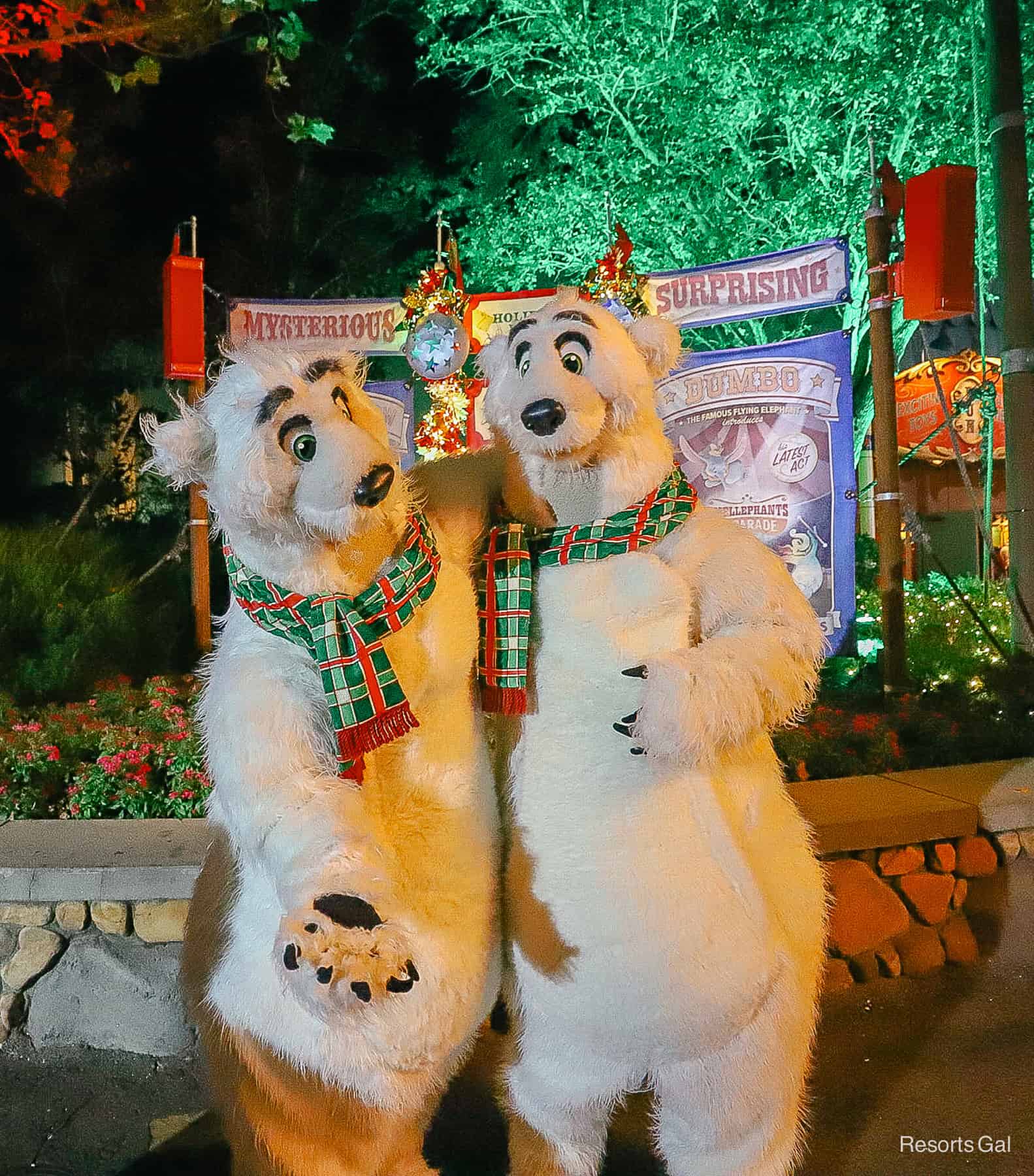 vertical Polar Bear pose at Santa's Christmas Carnival at Magic Kingdom 