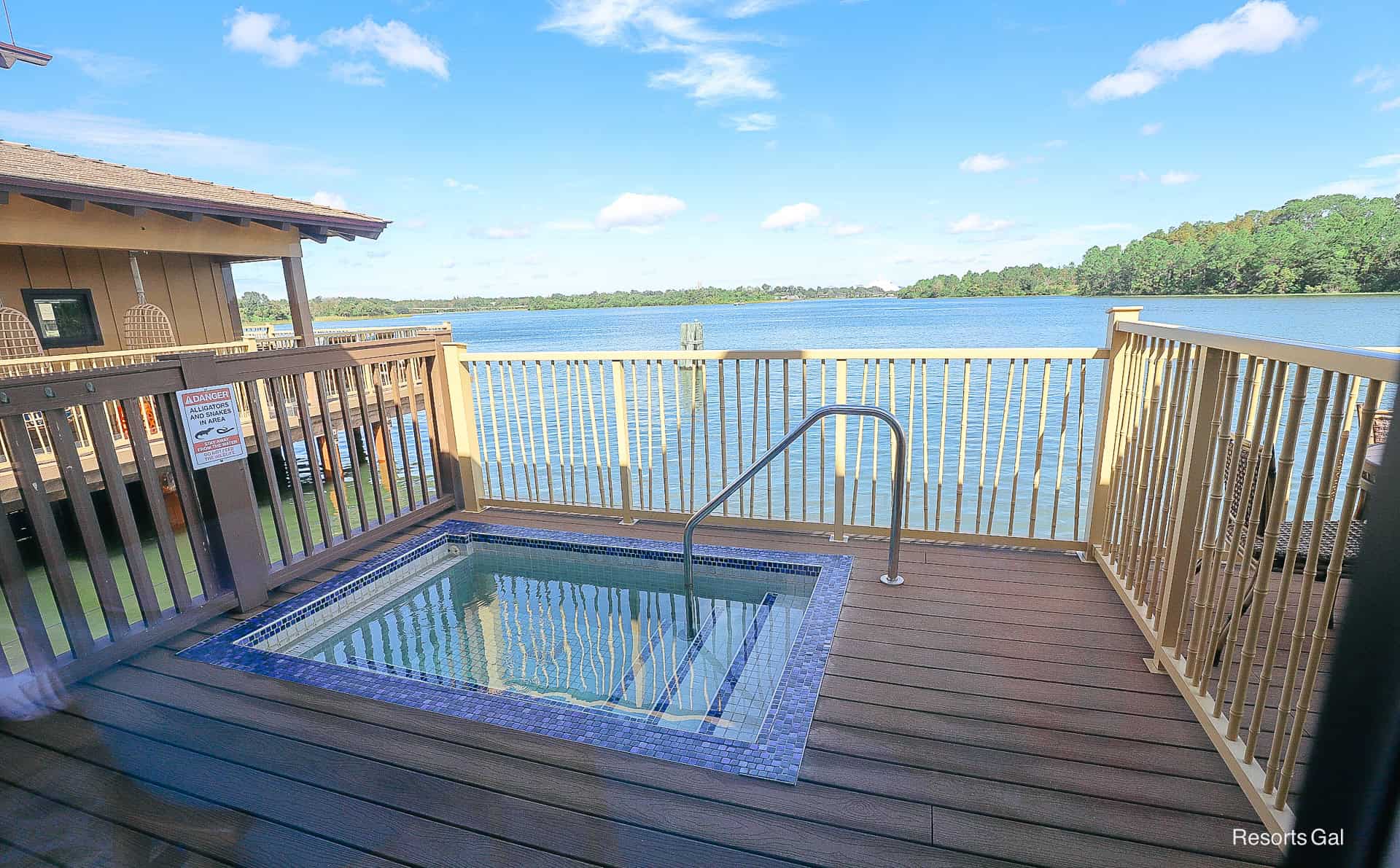 a plunge pool on the deck of the Polynesian Bungalows