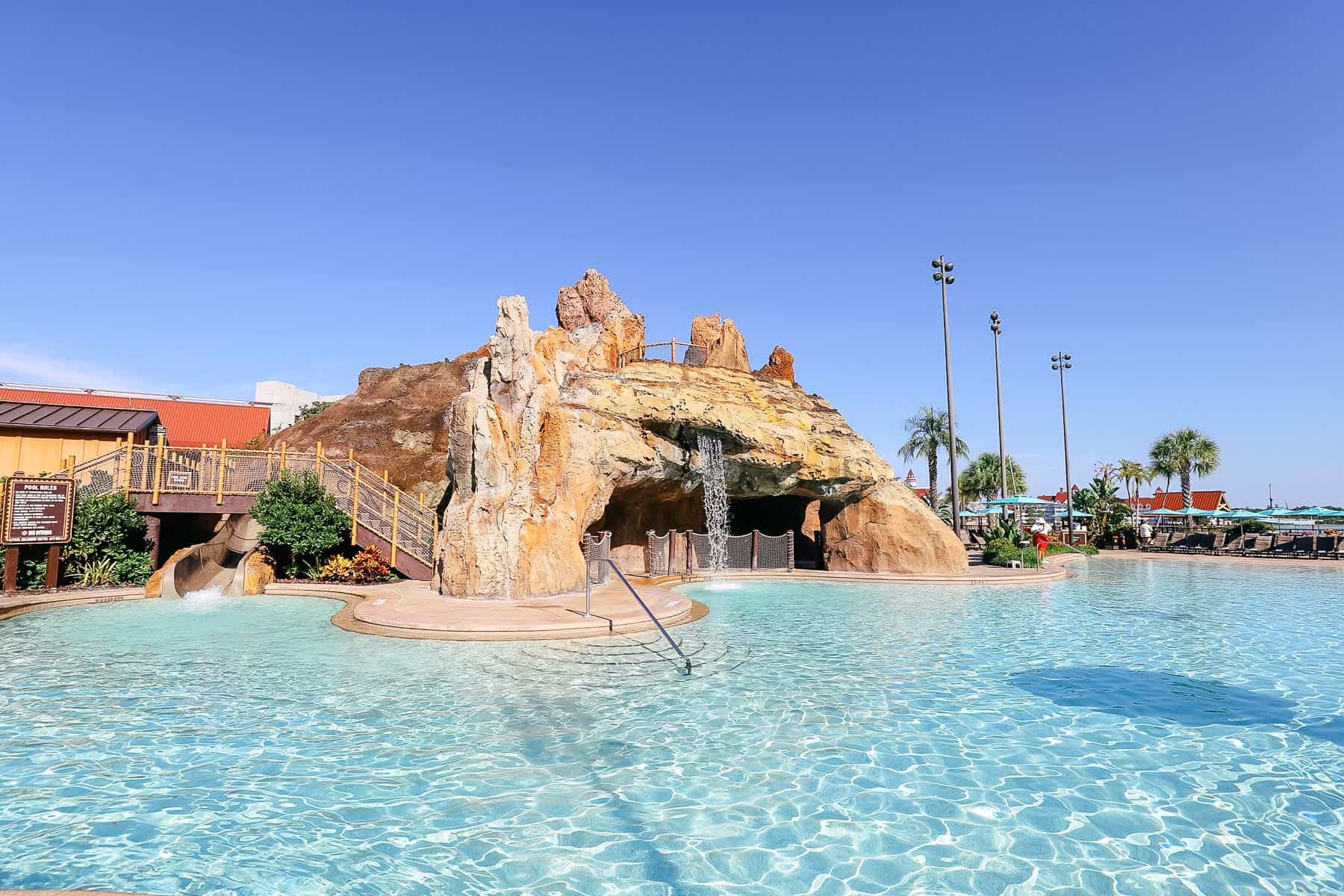 The Lava Pool with waterfall at Disney's Polynesian Village Resort. 